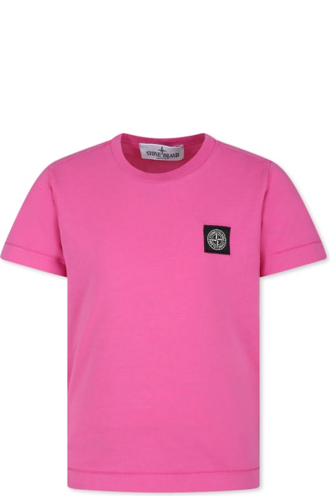Fashion for Kids Stone Island Junior Fuchsia T-shirt For Boy With Compass