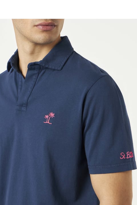 Homeware MC2 Saint Barth Navy Blue Cotton Jersey Man Polo