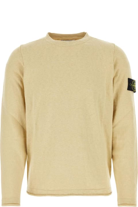 Sweaters for Men Stone Island Cream Cotton Blend Sweater