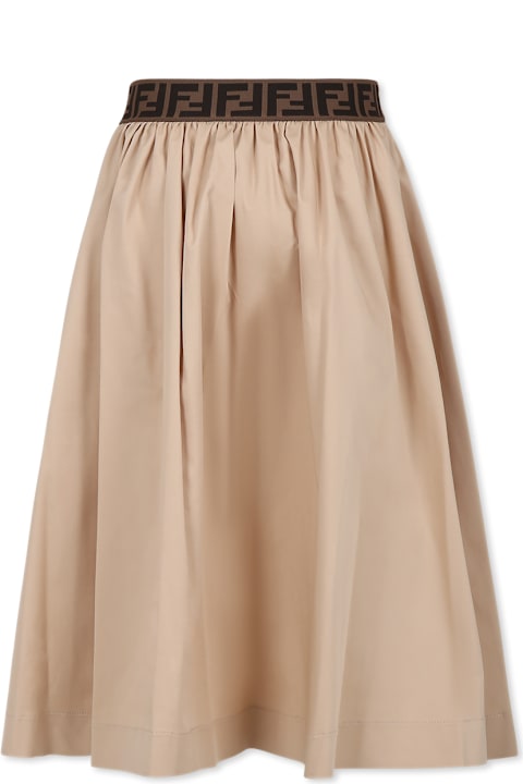 Bottoms for Girls Fendi Beige Skirt For Girl With Ff