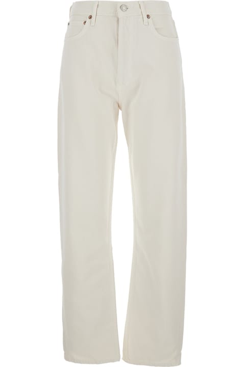 AGOLDE for Kids AGOLDE '90s' White Jeans With Five-pocket Design And Logo Patch On The Rear In Denim Woman