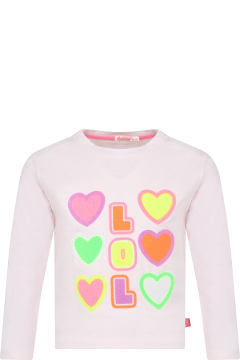 Billieblush for Kids Billieblush Pink T-shirt For Girl With Heart And Writing