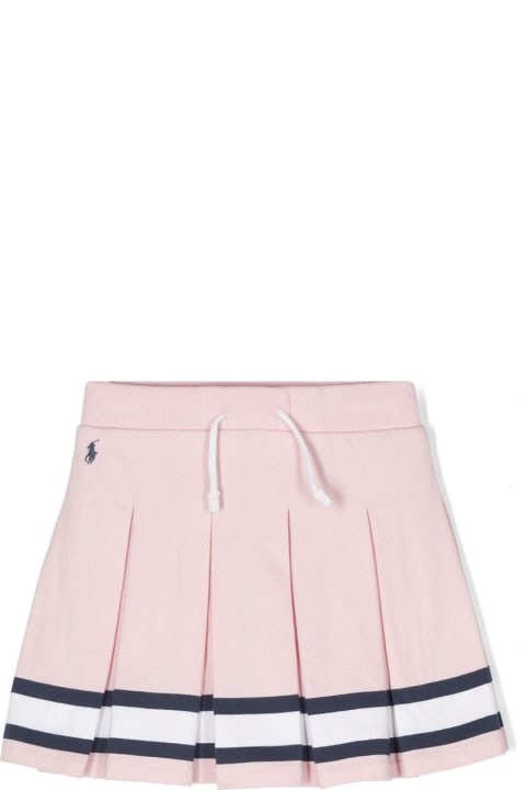 Bottoms for Girls Ralph Lauren Pink Pleated Mini Skirt With Striped Pattern