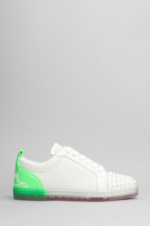 Fun Louis Junior Leather Sneakers in White - Christian Louboutin