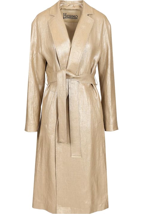 【関税&送料込】Herno Chic Coated Linen Trench Coat Herno