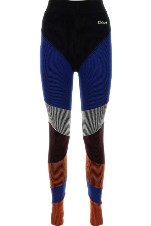 Chloé Pants & Shorts for Women Chloé Multicolor Stretch Wool Blend Leggings