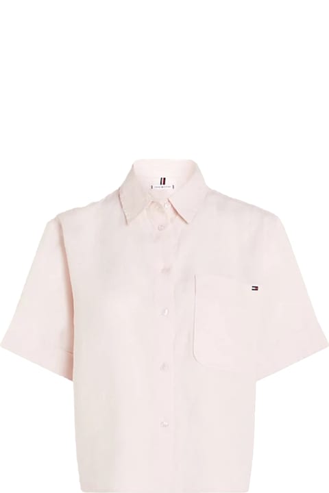 Tommy Hilfiger Topwear for Women Tommy Hilfiger Relaxed Fit Linen Shirt With Short Sleeves