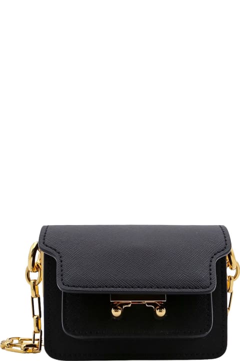 Marni Bags for Women Marni Black Leather Micro Trunk E/w Crossbody Bag