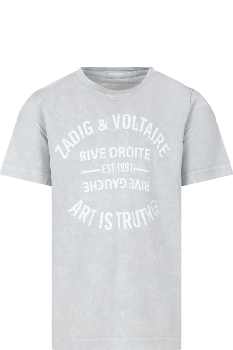 ボーイズ Zadig & VoltaireのTシャツ＆ポロシャツ Zadig & Voltaire Gray T-shirt For Boy With Logo
