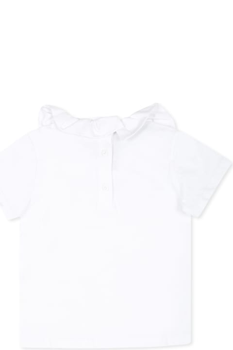 Balmain قمصان بياقة دائرية وقمصان البولو لـ رُضع أولاد Balmain White T-shirt For Baby Girl With Logo