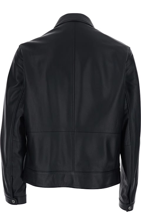 Hugo Boss for Kids Hugo Boss Black Jacket With Classic Collar And Fornt Zip Closure In Leather Man