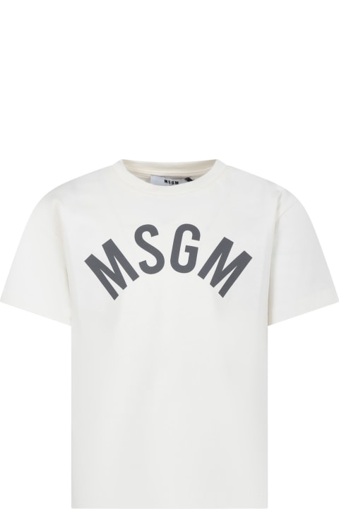 MSGM T-Shirts & Polo Shirts for Boys MSGM Ivory T-shirt For Boy With Logo