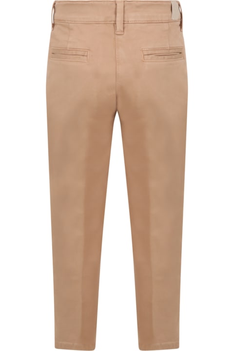 Beige Trousers For Boy With Patch Logo