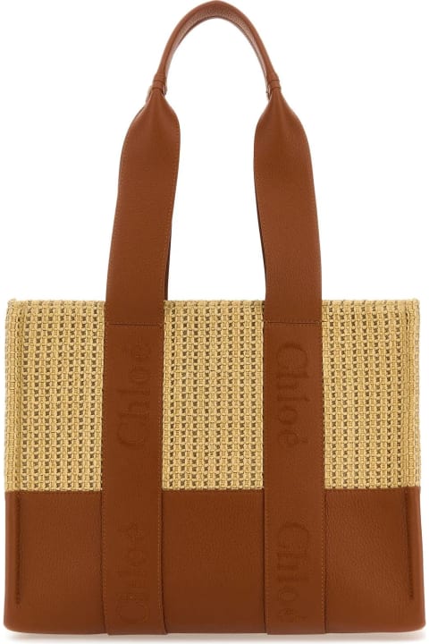 Chloé Bags for Women Chloé Raffia And Leather Woody Shopping Bag