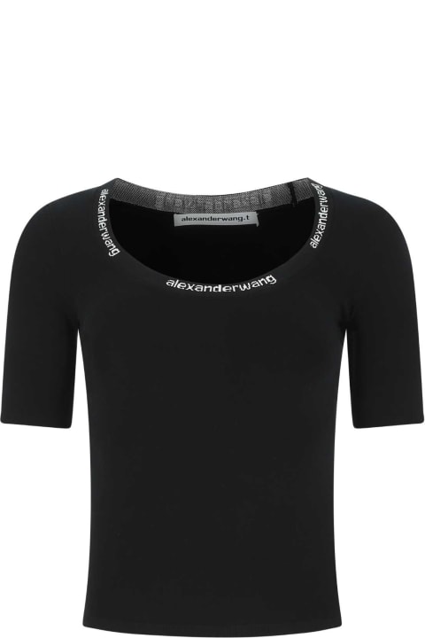 T by Alexander Wang Topwear for Women T by Alexander Wang Black Stretch Viscose Blend Top
