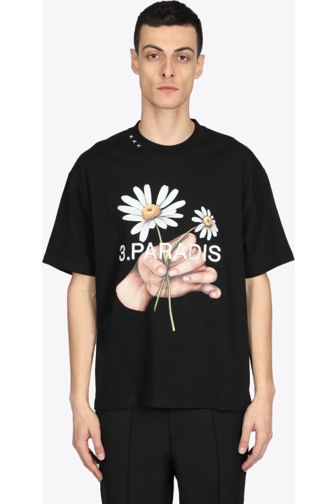 Daisy T-shirt Black cotton t-shirt with daisy print