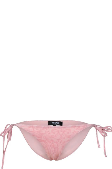 Versace Clothing for Women Versace 'barocco' Pink Polyester Blend Bikini Bottoms
