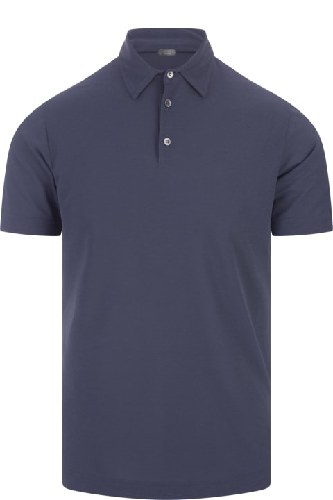 ウィメンズ新着アイテム Zanone Avio Blue Cotton Short-sleeved Polo Shirt