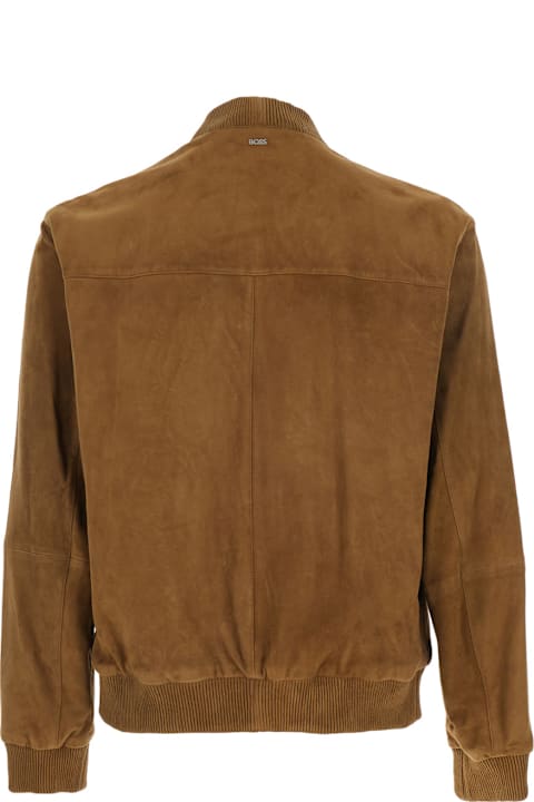 Hugo Boss for Kids Hugo Boss 
muller
 Brown Jacket With Mandarin Collar And Two Front Welt Pockets In Suede Man