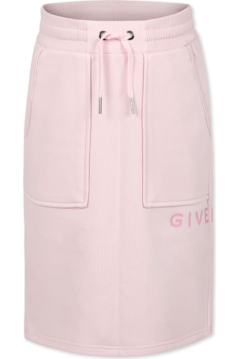 Bottoms for Girls Givenchy Pink Skirt For Girl With Logo