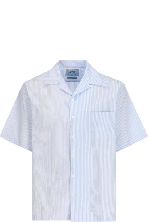 Prada Shirts for Kids Prada Striped Short-sleeved Button-up Shirt