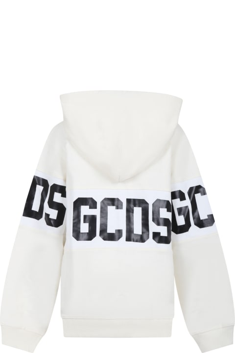 GCDS Mini for Kids GCDS Mini White Sweatshirt For Kids With Logo
