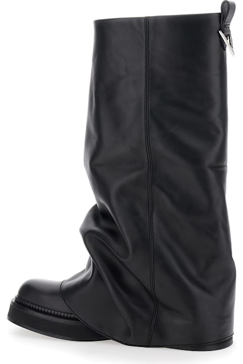 Homeware The Attico 'robin' Black Boots With Square Toe And Logo Plaque On The Rear In Leather Woman