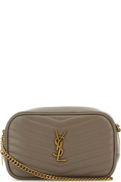 حقائب الكتف لـ السيدات Saint Laurent Dove Grey Leather Mini Lou Crossbody Bag