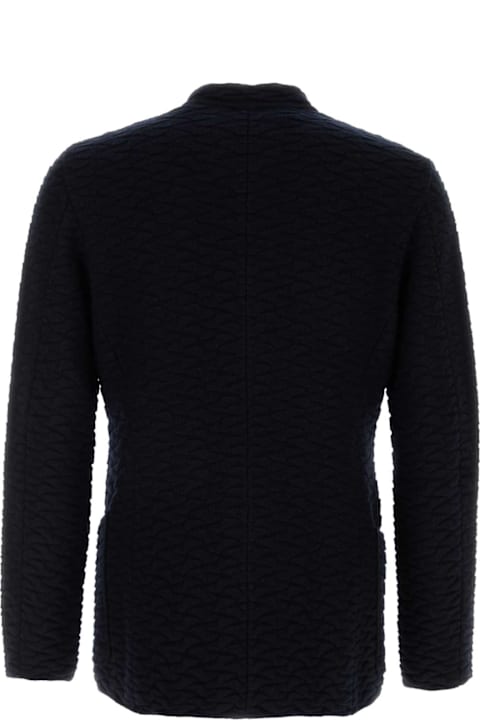 Giorgio Armani for Men Giorgio Armani Navy Blue Wool Blend Cardigan