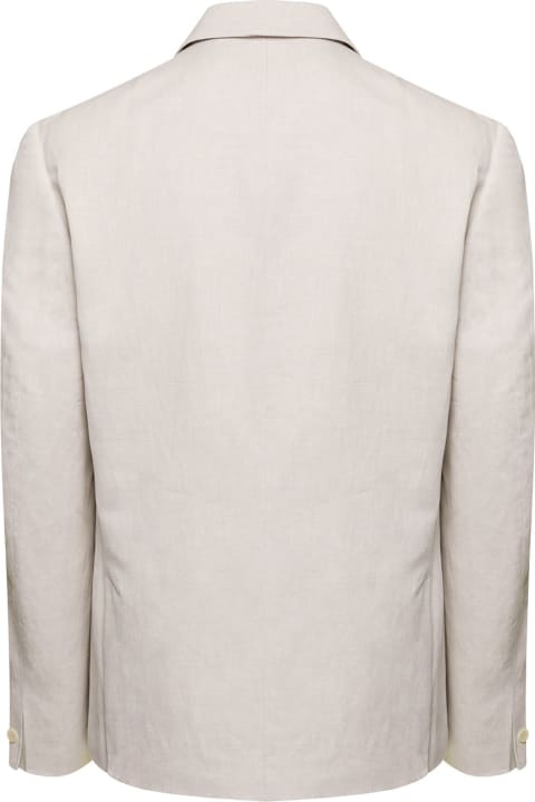 Beige Single-breasted Blazer In Cotton Blend Man