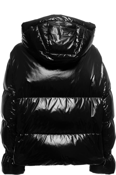 Black Laminar Down Jacket In Padded And Quilted Laqué Nylon Herno Woman