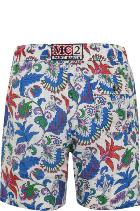 Swimwear for Men MC2 Saint Barth Linen Swimsuit With Flower Print