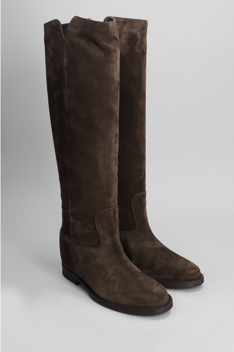 Boots for Women Via Roma 15 In Dark Brown Suede