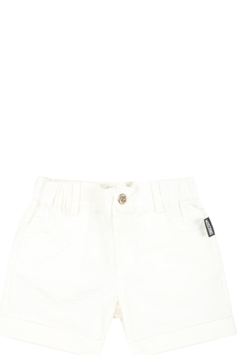 Bottoms for Baby Boys Moschino White Shorts For Baby Boy With Logo Patch