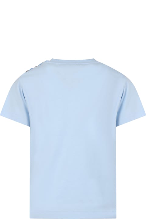 Sale for Boys Balmain Light Blue T-shirt For Kids With Logo