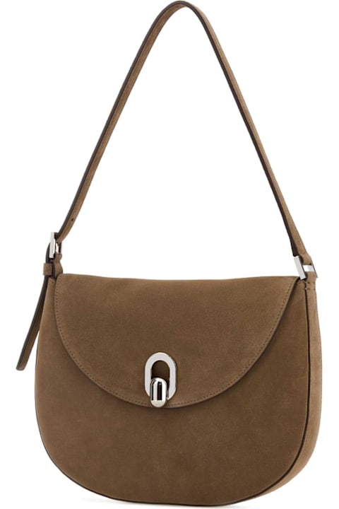 Savette for Men Savette Beige Suede Small Tondo Crossbody Bag