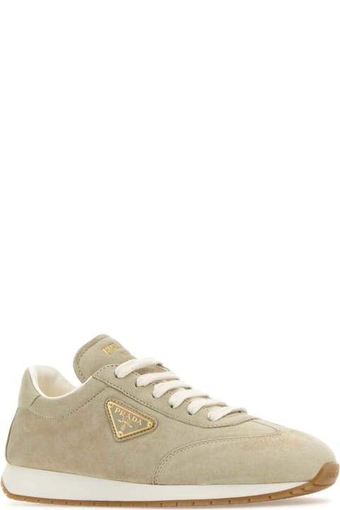 Shoes for Women Prada Sand Suede Sneakers