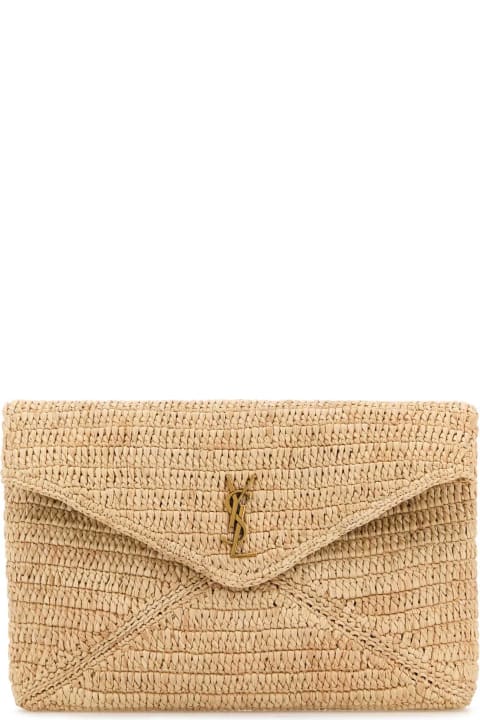 Saint Laurent Raffia Large Cassandre Pouch