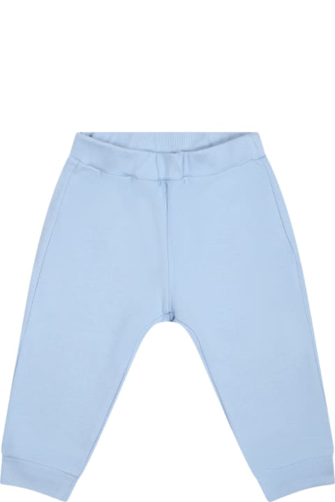 Bottoms for Kids Fendi Light Blue Trousers For Baby Boy With Logo