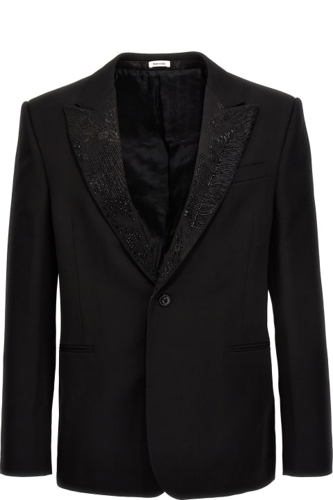 Alexander McQueen Coats & Jackets for Men Alexander McQueen Embroidered Lapel Blazer Jacket