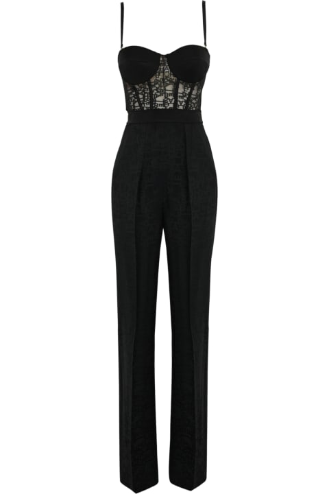 Elisabetta Franchi for Women Elisabetta Franchi Lettering Jacquard Crepe Jumpsuit