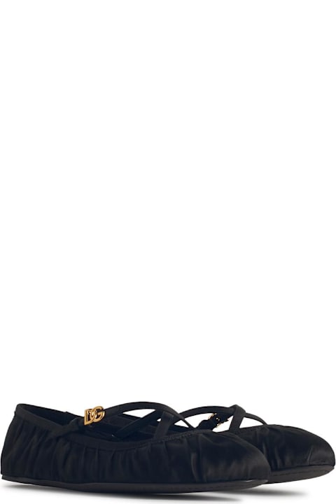 Dolce & Gabbana for Women Dolce & Gabbana Black Satin Ballet Flats