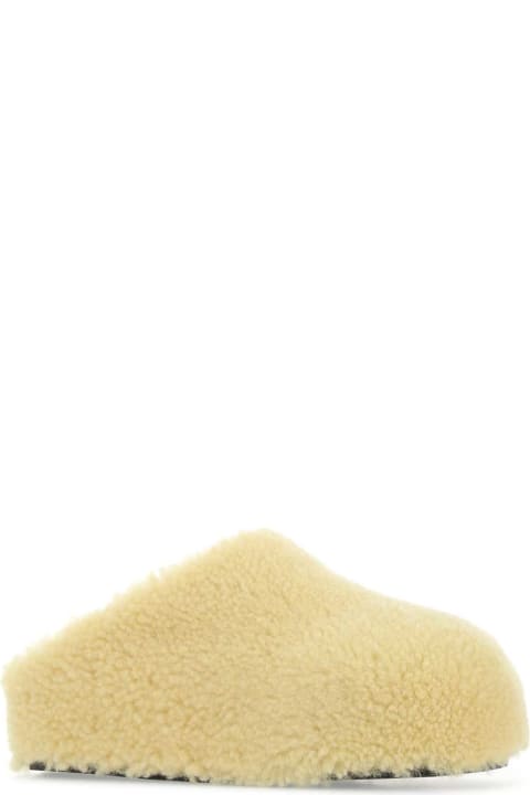 Homeware Amina Muaddi Pastel Yellow Shearling Giuly Slippers