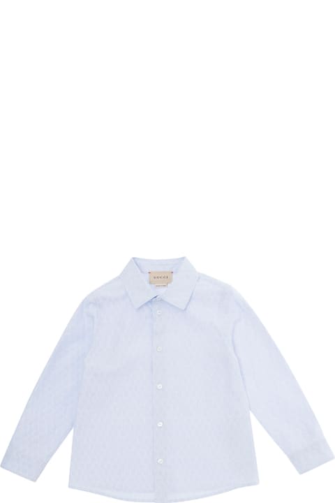 Bodysuits & Sets for Baby Boys Gucci Light Blue Shirt With All-over Gucci Motif In Cotton Baby