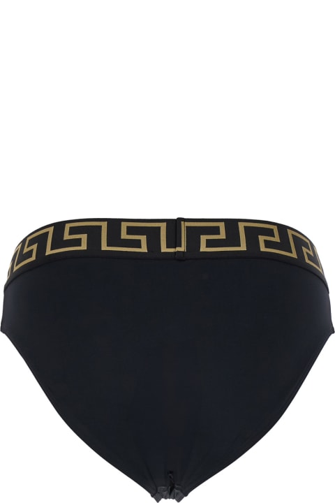 Clothing for Men Versace Black Speedo With Greca Detail In Tech Fabric Man