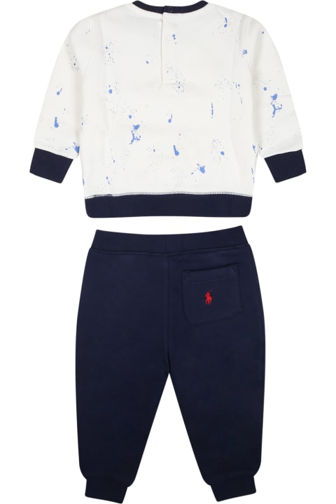 ベビーガールズ ボトムス Ralph Lauren Blue Suit For Baby Boy With Polo Bear