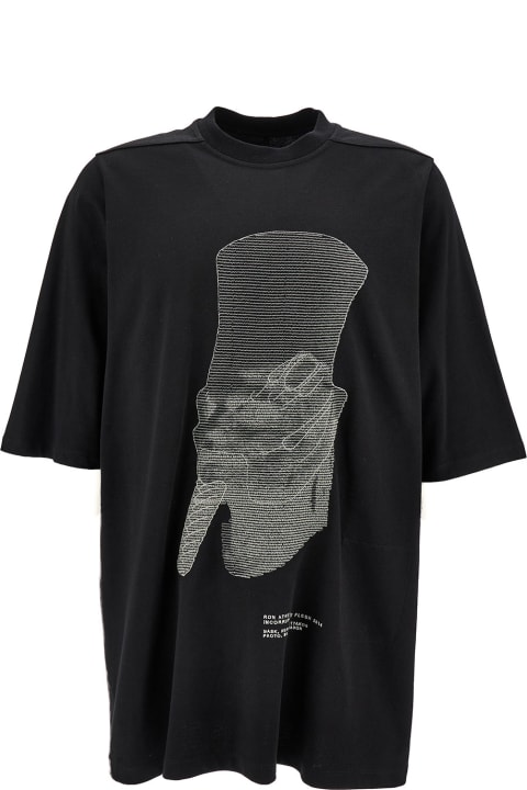 Rick Owens Topwear for Men Rick Owens Black Oversized T-shirt With Graphic Print In Cotton Man