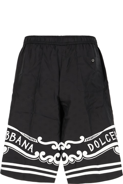Pants for Men Dolce & Gabbana Black Silk Bermuda Shorts