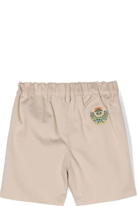 Fashion for Baby Boys Etro Beige Twill Shorts With Embroidery
