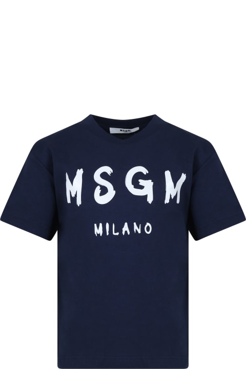 MSGM T-Shirts & Polo Shirts for Boys MSGM Blue T-shirt For Kids With Logo